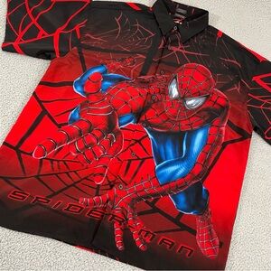 Vintage Spider-Man 2002 Shirt Men XL AOP Marvel Button Front